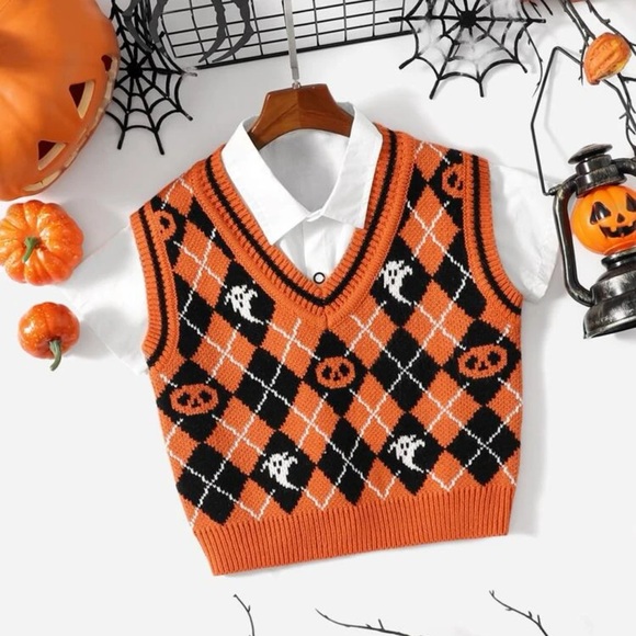 2 for $15 🩷 Kids Halloween sweater vest - Picture 1 of 3
